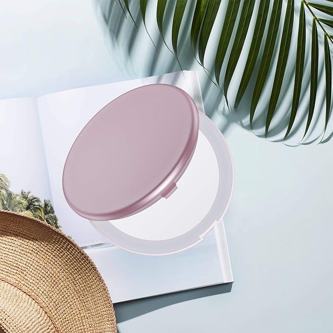 Gospire 5" Lighted Travel Makeup Mirror 1X/7X Magnifying Double Sided, Super Large LED Compact Portable Handheld Pocket Illuminated Cosmetic Vanity Mirror with Battery for Makeup Bag