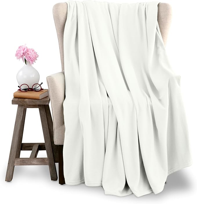Vellux Twin Size Microfleece Blanket | Fleece Bed Blanket | All-Season Comfort| Supersoft Lightweight Throw Blanket | Plush Throw Blanket for Bed Couch or Sofa | Travel Blanket | Pet-Friendly | White