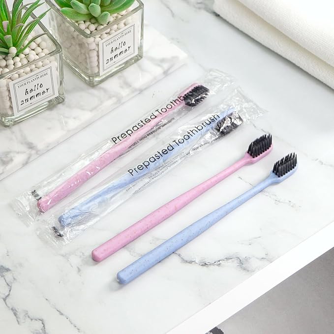 500Pcs Prepasted Disposable Toothbrushes Bulk Individually Wrapped Pre Pasted Soft Bristle Tooth Brush Set Travel Colorful Toothbrushes for Homeless Gift Hotel Camping Travel