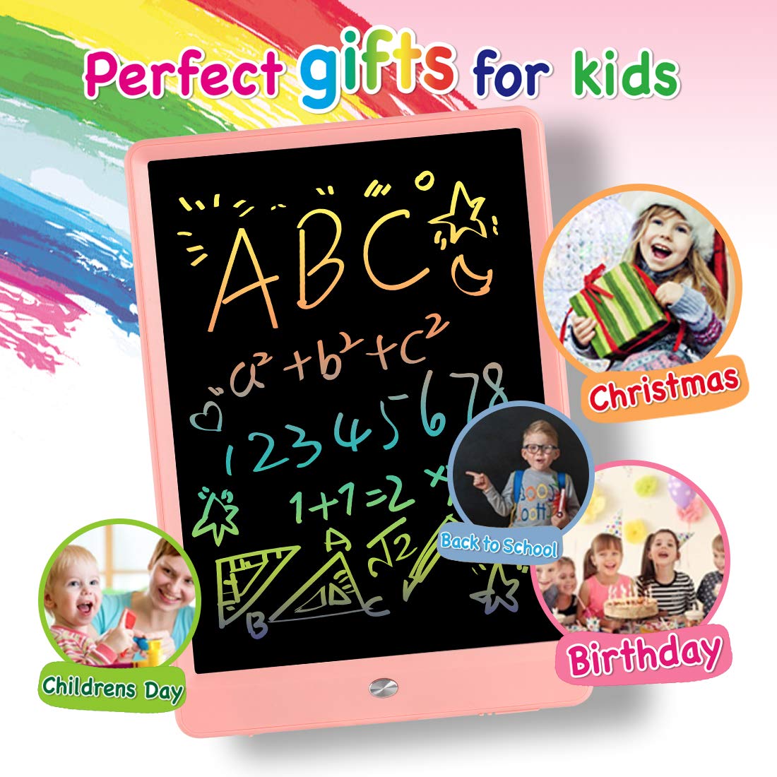 ORSEN LCD Writing Tablet 10 Inch, Colorful Doodle Board Drawing Pad for Kids, Toddler Toys for 3 4 5 6 7 8 Year Old Girls Boys Gifts (Pink)