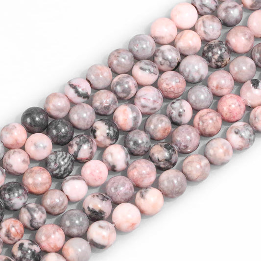 6mm Natural Gemstone Round Pink Zebra Jasper Loose Beads for Jewelry Making Bracelets Necklace Earrings Art Craft (60-62pcs/strand)