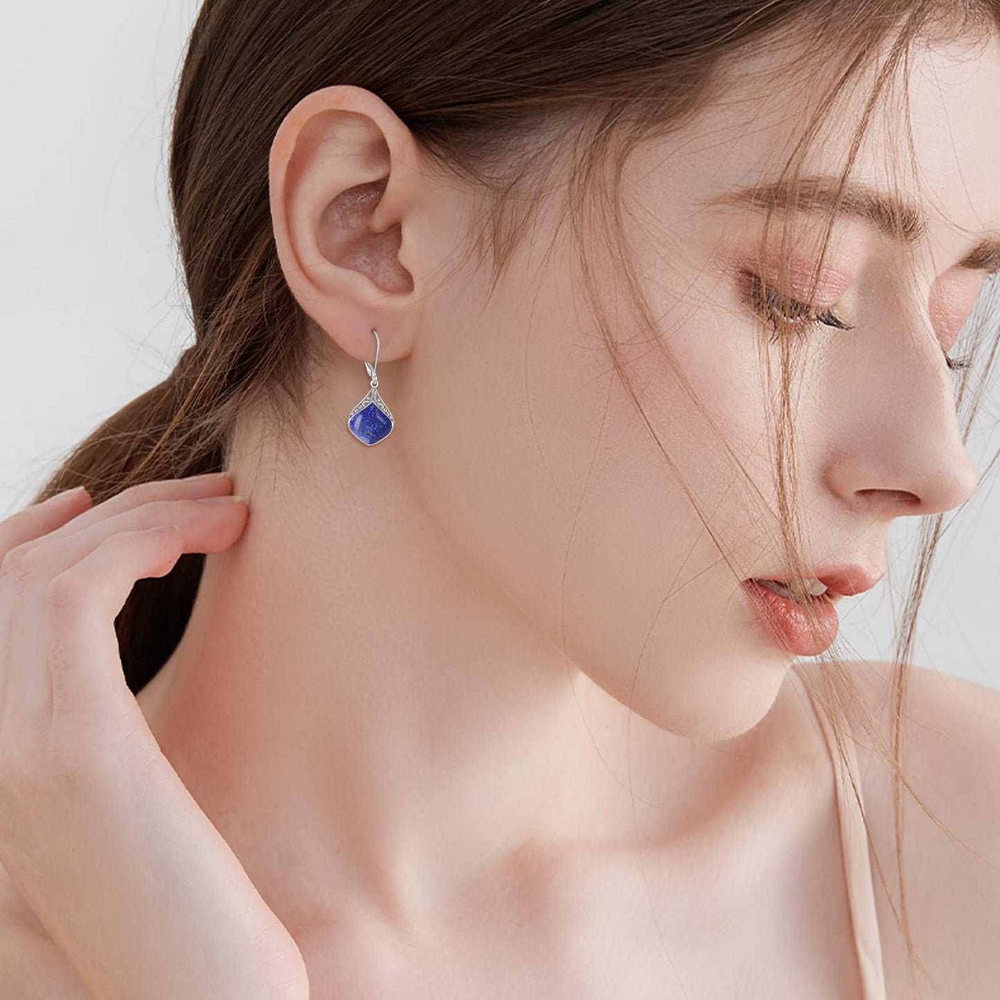 Lapis Lazuli Teardrop Earrings Sterling Silver Filigree Irish Celtic Teardrop Drop Earrings Lapis Dangle Earrings Jewelry Gifts For Women