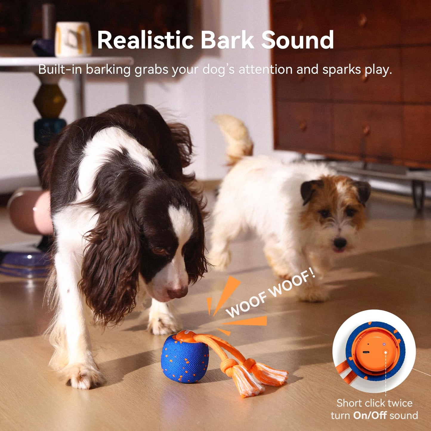 Cheerble Smart Interactive Dog Toy, Wicked Ball Rolly, Automatic Moving, Bouncing, Rotating, E-TPU Material, Active Rolling Interactive Dog Ball for Medium and Large Dogs (Blue)