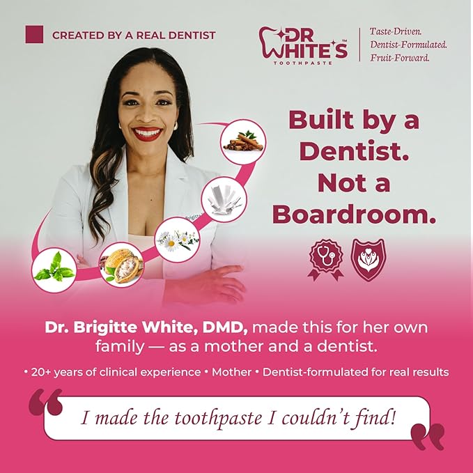 Dr. White’s Fluoride-Free nHA Toothpaste 2-Pack; Dentist-Formulated, Nano Hydroxyapatite + Xylitol, Sensitivity Relief Complex™, Mint-Free, Enamel Safe, Swallow-Safe (3.5 Oz, Guava Glow)