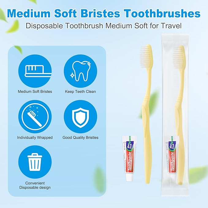 Disposable Toothbrush with Toothpaste Set, Individually Wrapped Soft Bristles Travel Size Manual Toothbrushes Kit in Bulk for Hotel/Travel/ Business/Donation/Homeless/Charity/Camping (500 Pack)
