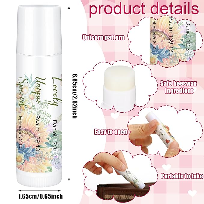 50 Pcs Christmas Christian Lip Balm Bulk Bible Verses Lip Balm Scripture Christian Gifts for Women Faith Religious Church Party Favor Inspirational Gift for Coworker Staff Employee(Fresh)