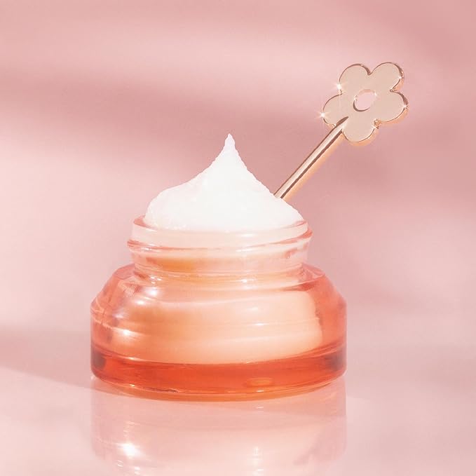 Poppy & Pout Pomegranate Peach Overnight Lip Mask – Natural Lip Care with Shea Butter & Beeswax – Cruelty Free, Recyclable Glass Jar (0.65 oz)