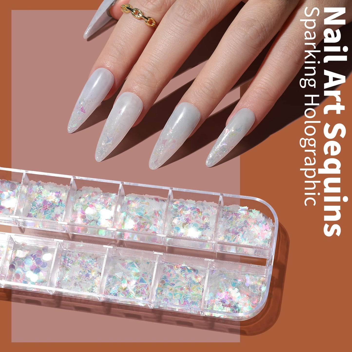 FANDAMEI Nail Art Kit, Nail Art Brushes Set, Nail Art Dotting Tools, Nail Stickers, Butterfly Nail Art Sequins, Nail Foils, Nail Art Flakes Iridescent, Rhinestones For Nails Design