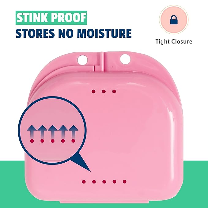 Orthodontic 32 Pcs Retainer Cases Bulk - Mouth Guard Case Holder with Vent Holes - Cute Partial Denture case with Tight Snap Lock-Durable Retainer Container case for Travel, Household & Office