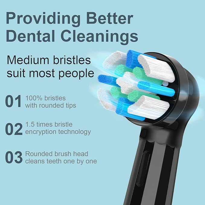 IO Replacement Heads Compatible with Oral B IO 2/3/4/5/6/7/8/9/10 Series Electric Toothbrushes, Medium Softness Brush Heads Compatible with Oral B iO for Teeth and Gums Care (Black)