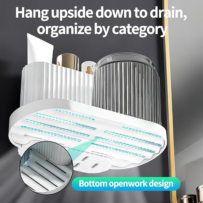 Toothbrush Holder,Bathroom Toothbrush Holder Suitable for Bathroom Organizer Place The Cup Upside Down to Drain Bathroom Stands for Storing Toothpaste Toothbrushes and Other Toiletries (Blue + Green)