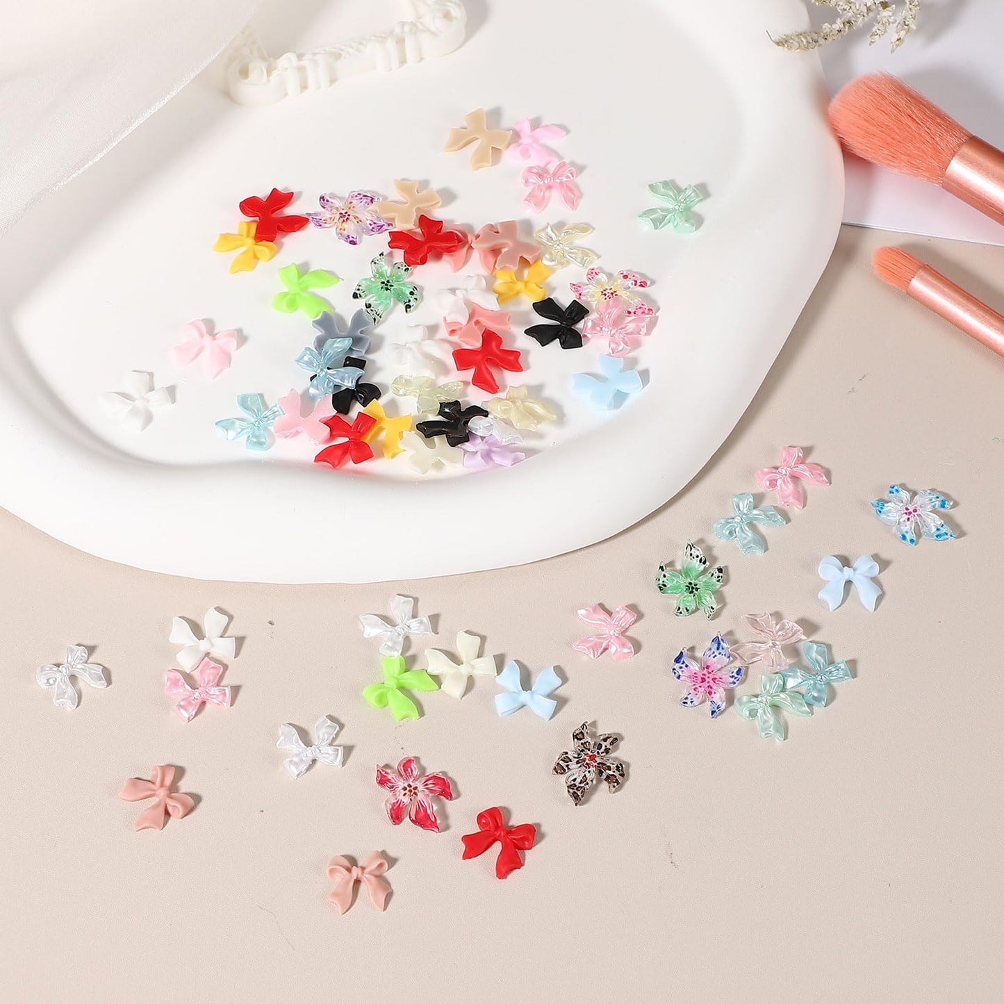 YELARXI Nail Bows, 3D Flowers for Nails Acrylic Resin Bows Art Accessories - Fitting for (DIY Manicure - Tips Decoration - Women and Girls) 100 Pcs & Black