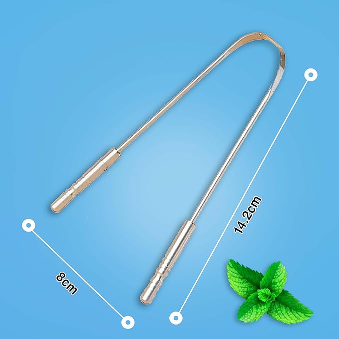 Stainless Steel Tongue Cleaner, 2 Pack with Travel Case and Unique Identifying Mark, Scrapes All Gunk, Fights Bad Breath, Improves Oral Hygiene
