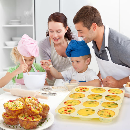 Palksky Silicone Egg Bite Molds, 2Pack 12-Cavity Muffin Pan for Baking, Tarts, Nonstick Cupcake Pan