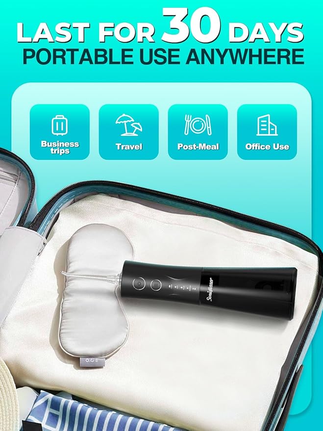 Portable Water Flosser for Teeth Pick - 4 Modes & 5 Tips, 300ML Cordless Design for Home Travel, IPX7 Waterproof, Rechargeable for Ultimate Clean, Ideal for Sensitive Gums and Braces BPA-Free