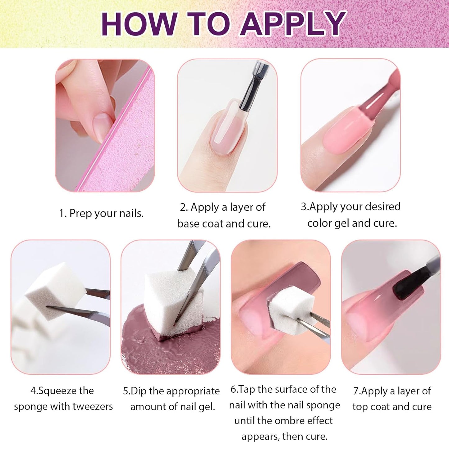 Gradient Painting Gel, 16 Gliter Colors Ombre Gel Nail Polish for Pigment Pat Silver&Gold Pink Blue Aurora color Bright Nails, French Manicure DIY Nail Art No-wipe Palette for Women