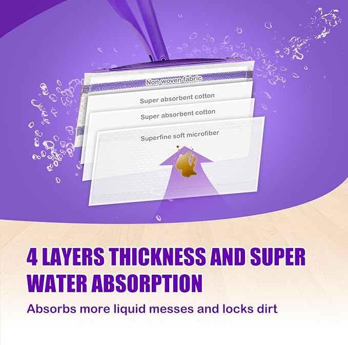 Mop Pad Refills Compatible with Swiffer WetJet Spray Mop, Wet Jet Mopping Pads for All Purpose Multi-Surface Hardwood Floor Cleaning, 4 Layers Thickened and Super Absorbent, 20 Count