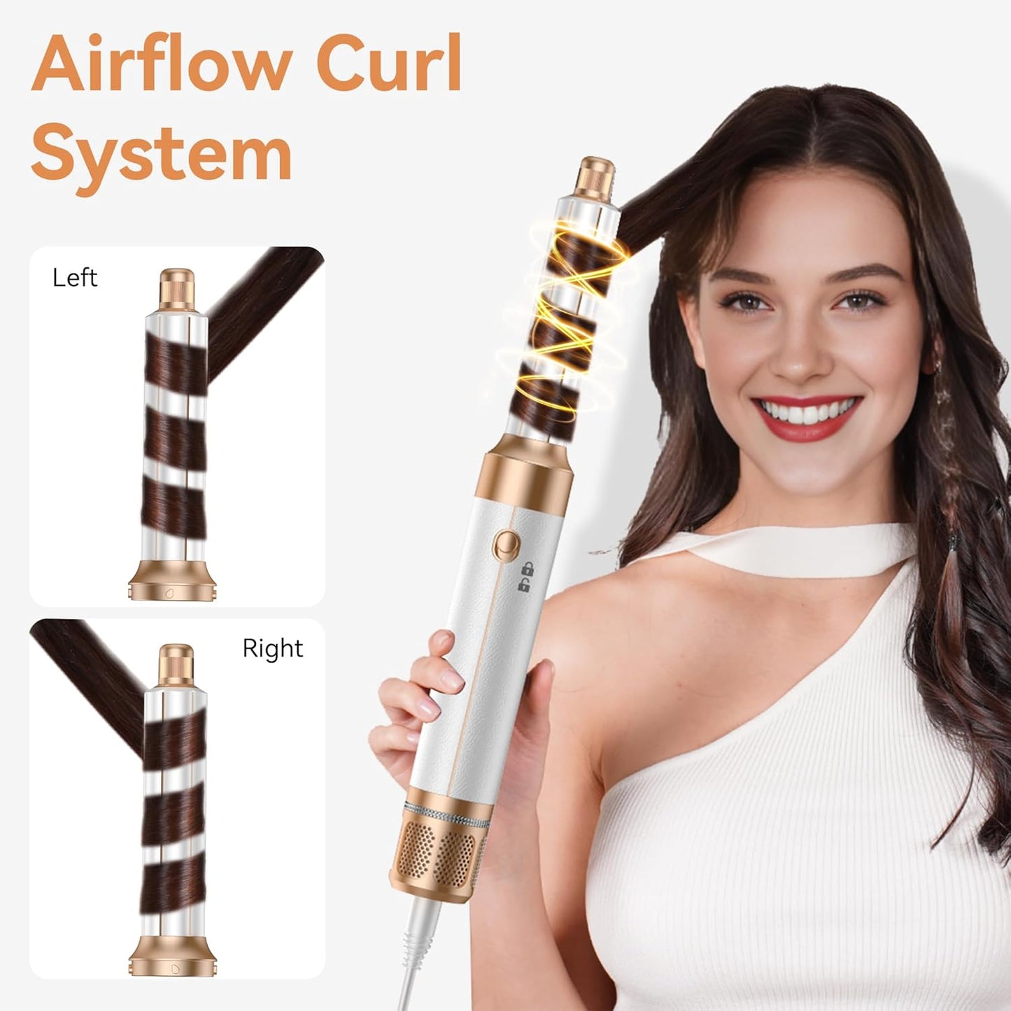 7 in ONE Hair Dryer Brush, Powerful Blow Dryer Brush with Auto- Wrap Curler, Detachable Fast Drying, Volumizing, Curling, Straightening, Ionic Hair Dryer with Diffuser, Hair Styling Tools 100-120V