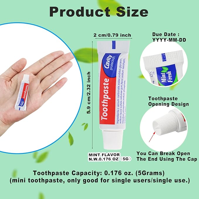 30 Tubes Bulk Travel Size Toothpaste,0.176 oz Extra Small Toothpaste Travel Size Bulk Mint Mini Disposable Toothpaste for Hotel,Guests,Homeless,Charity(Too Small, Only Good for Single Use)