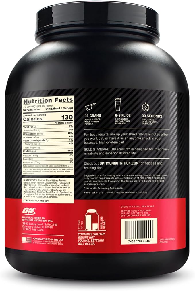 Optimum Nutrition Gold Standard 100% Whey Protein Powder, Chocolate Malt, 5 Pound (Packaging May Vary)