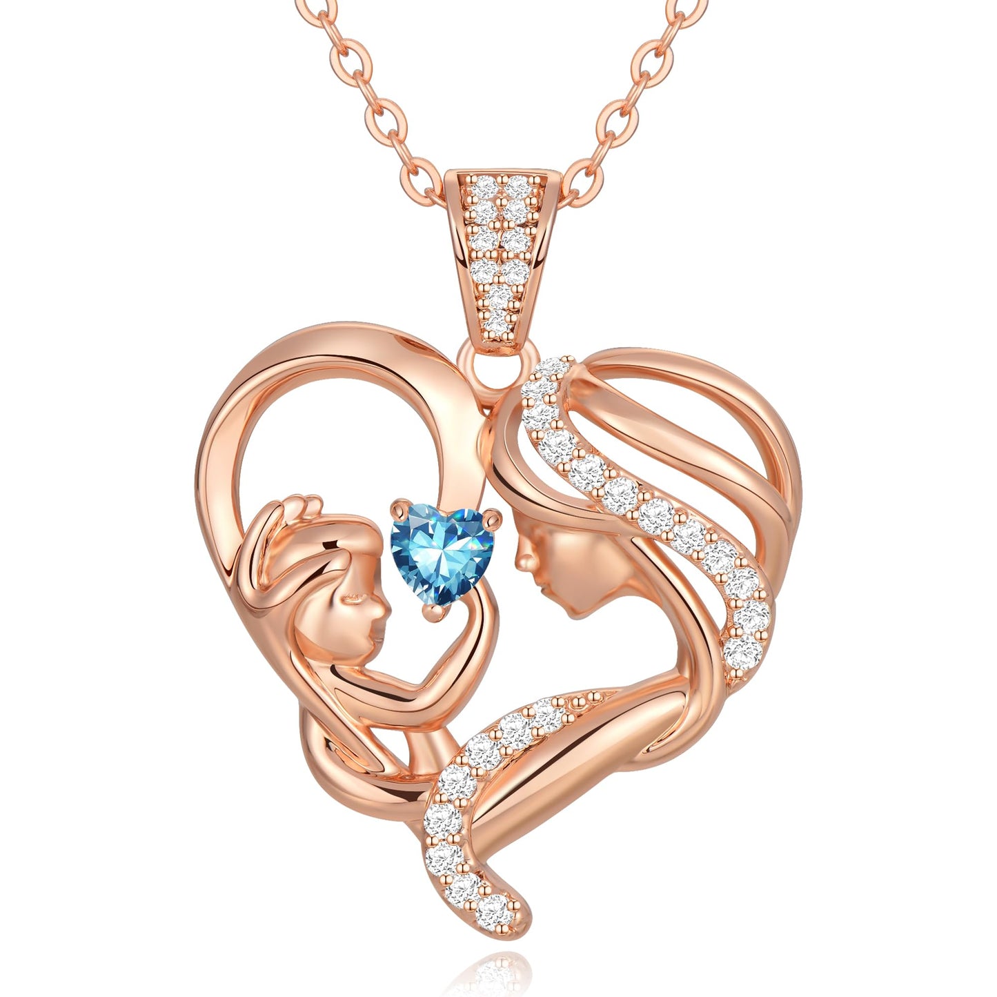 Zifeel Mothers Day Gifts for Mom Wife Her Grandma, S925 Sterling Silver Birthstone Necklaces Jewelry for Women, Mother's Day Love Heart Pendant Necklace for Anniversary Birthday Christmas Day