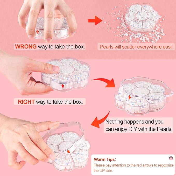 Nail Art Flat Back Half Round Pearl Kits 18, 1 Box of 6000 Pcs Flat-Back Ryoal Blue AB Pearl with Tweezer and Picker Pencil for Home DIY Nails Body Face Craft and Salon Use