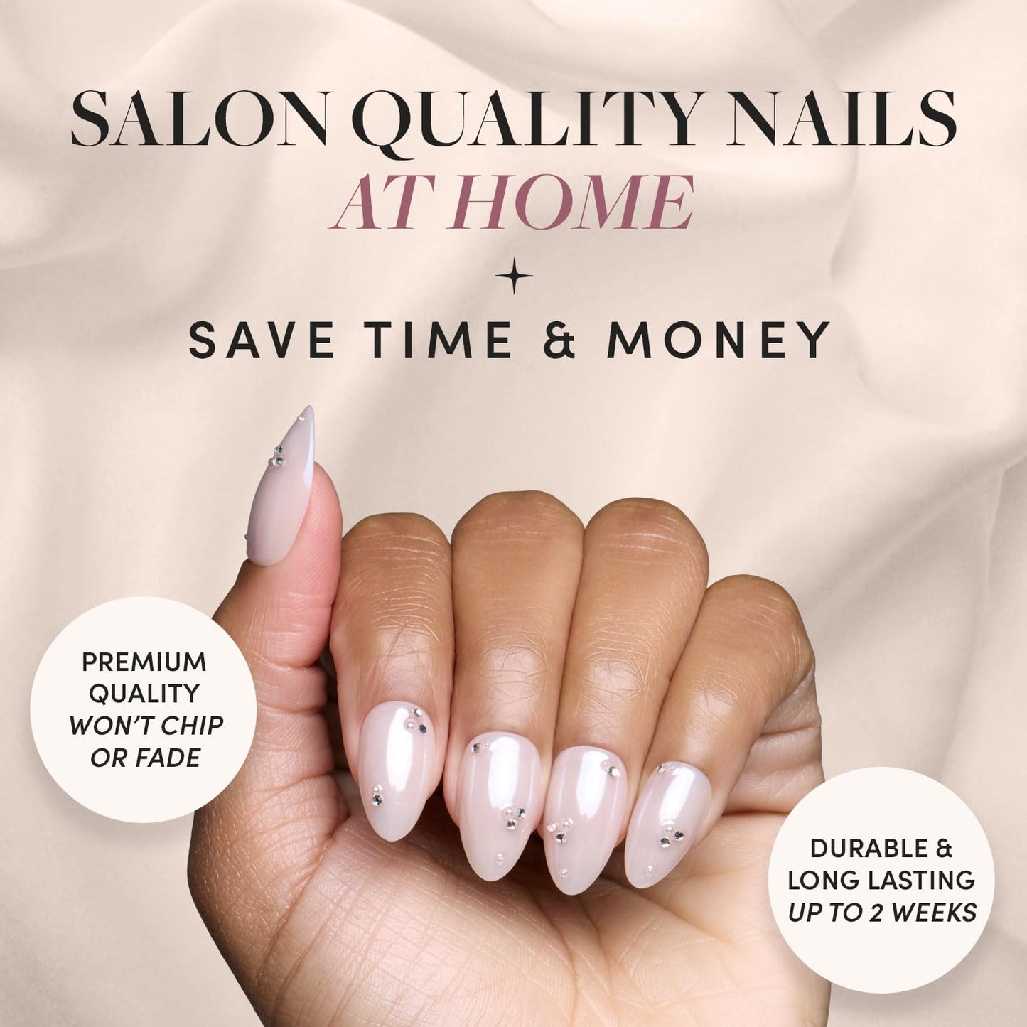 Glamnetic Press-On Nails Bundle - Azure Blue & Hailey | Bright Blue Short Round Fake Nails | Glazed Short Almond False Nails | Reusable, Salon-Quality Nail Kits