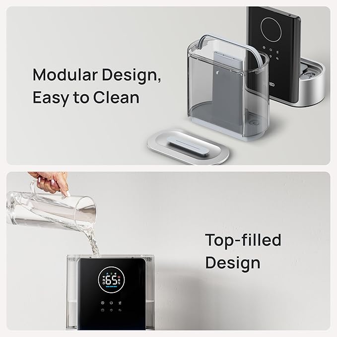 Dreo 8L Smart Humidifiers for Bedroom 600ft², 80H Runtime Warm&Cool Supersized Mist Humidifier for Large Room Indoor, Quiet Whole House humidifier for Baby, Plants, with Alexa/Google, Silver, HM717S
