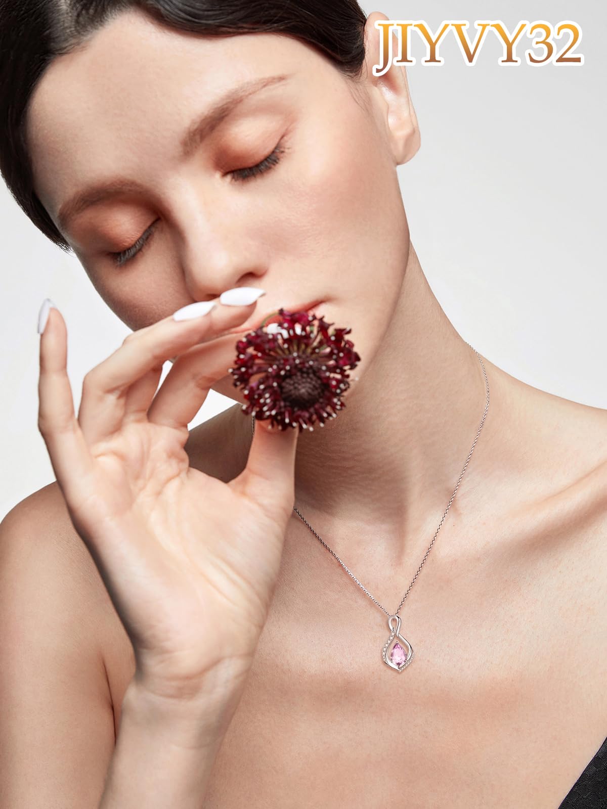 JIYVY32 Pink Tourmaline Infinity Necklace for Women October Birthstone Necklaces White Gold Plating Anniversary Birthday Gifts for Wife Her Mom Girlfriend Birthstone Jewelry Gifts for Women