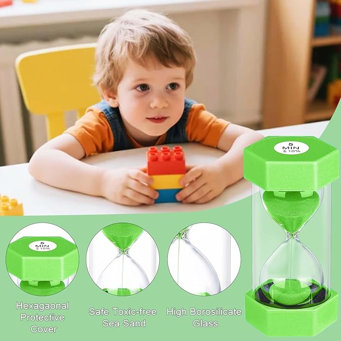 Sand Timer 1 Minute Hourglass, Unbreakable 1min Sand Clock, Plastic Reloj De Arena 1 Minutos, Colorful Hour Glass Sandglass for Classroom Games(Green)