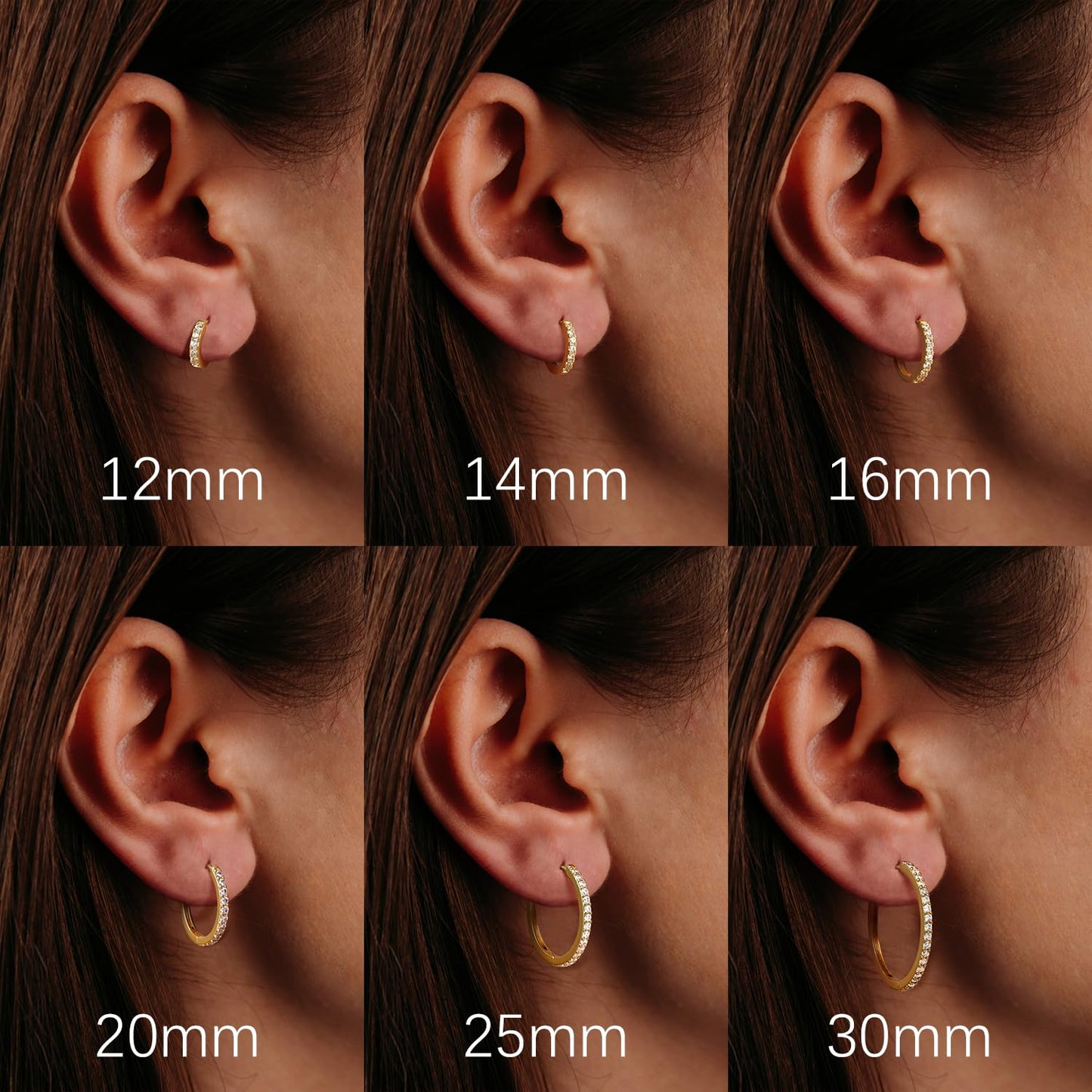vuiikhir 14K Gold Earrings for Women 14K Gold Hoop Earrings for Women Cubic Zirconia Shining Gold Hoops Earring for Womens Hoop Lightweight Hoops Earring for Womens 12/14/16/20/25/30mm (25mm)