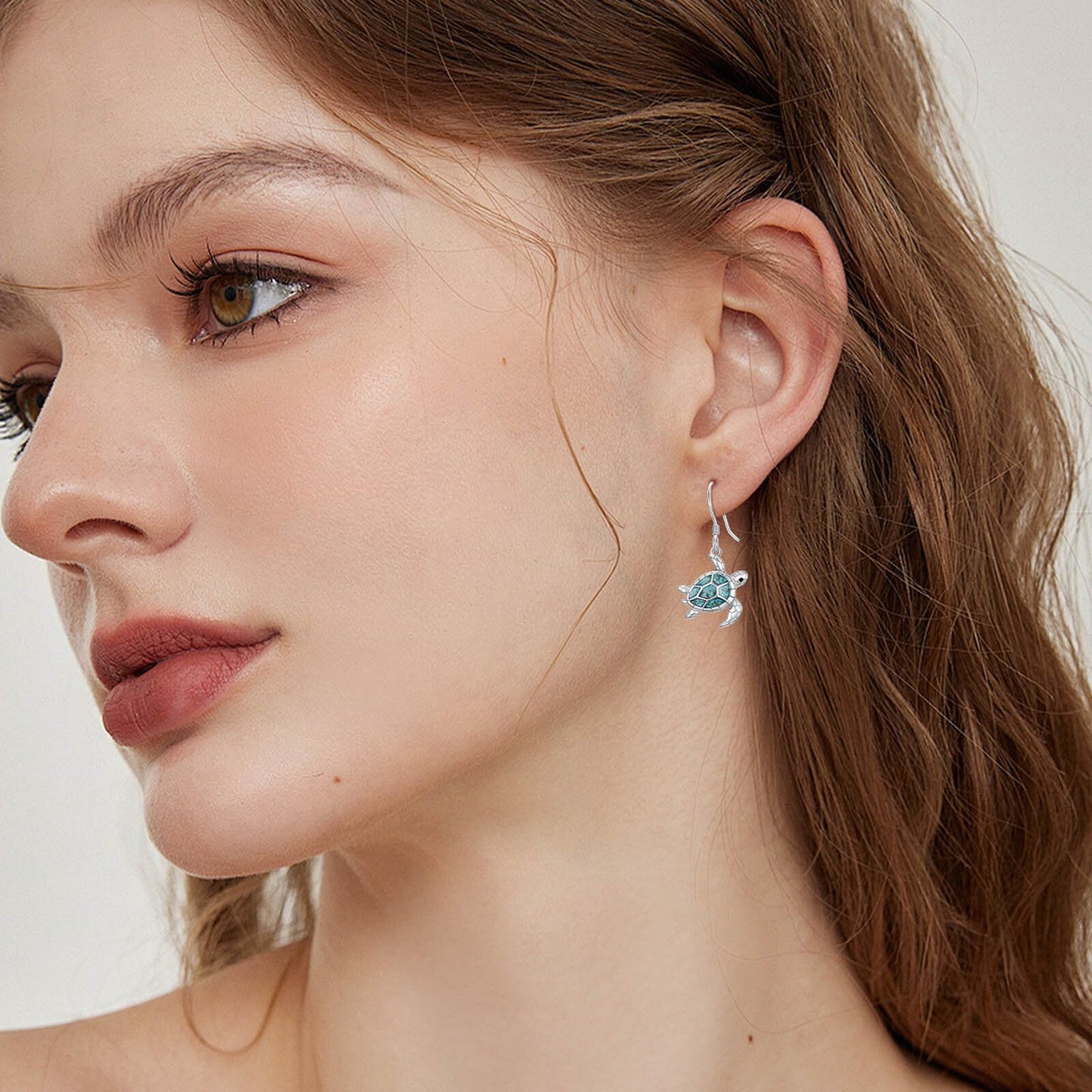 HPQQ Sea Turtle Earrings 925 Sterling Silver Turquoise Turtle Dangle Earrings Ocean Beach Themed Jewelry Mother's Day Jewelry Gifts for Women
