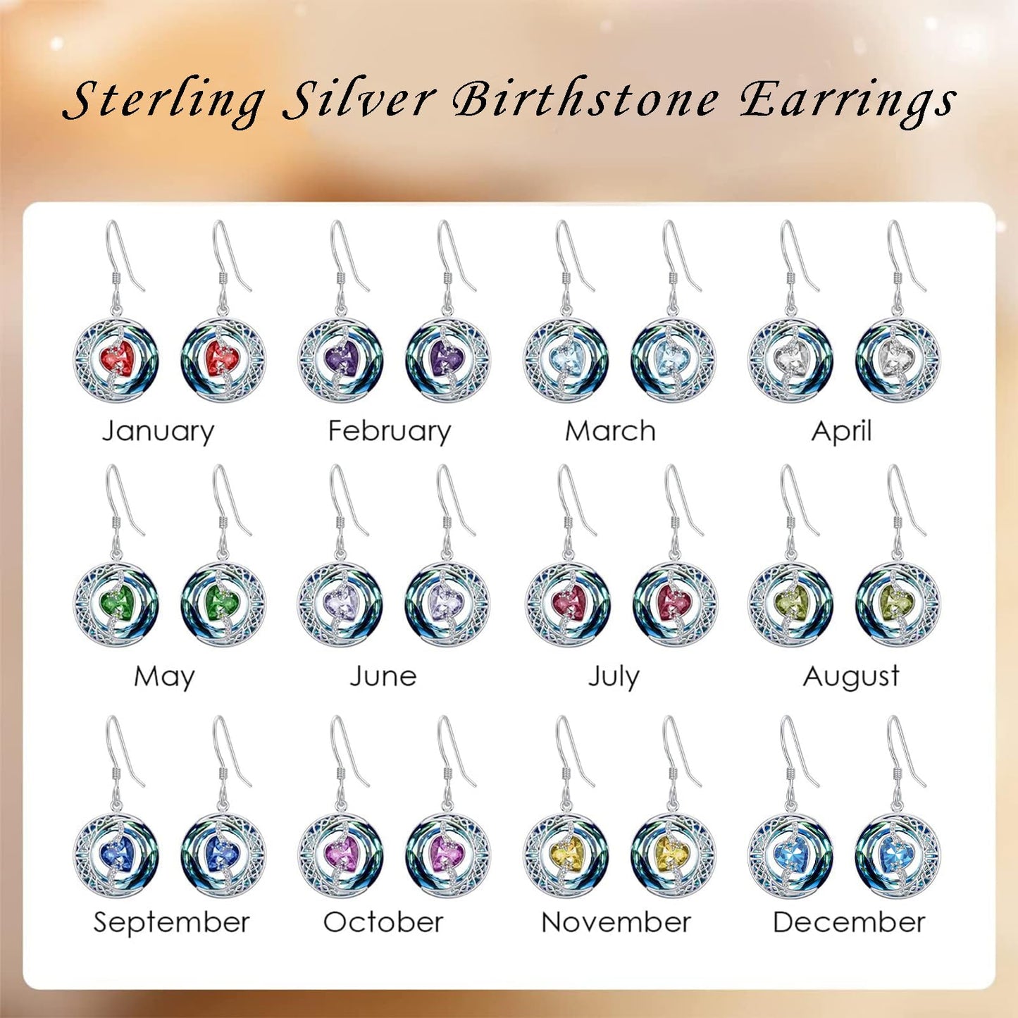 TOUPOP Peridot Earrings August Birthstone Earrings Sterling Silver Moon and Star Drop Dangle Earring Jewelry Blue Crystal Birthday Mothers Day Gifts for Women Mom Her