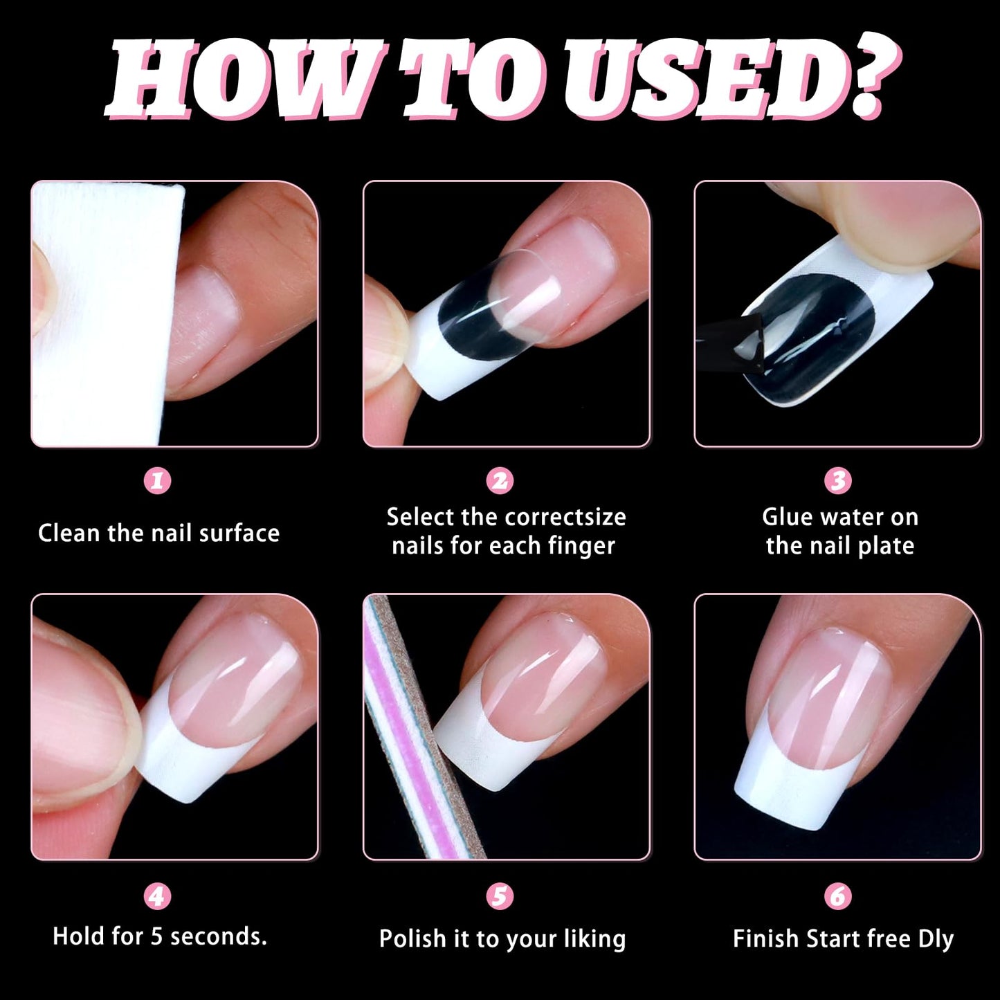Bellelfin Pink French Tip Press on nails Long Coffin Fake Nails, 120PCS Coffin Nail Tips Long French Tip Nails, Clear Acrylic Nail Press on Full Cover False Nail