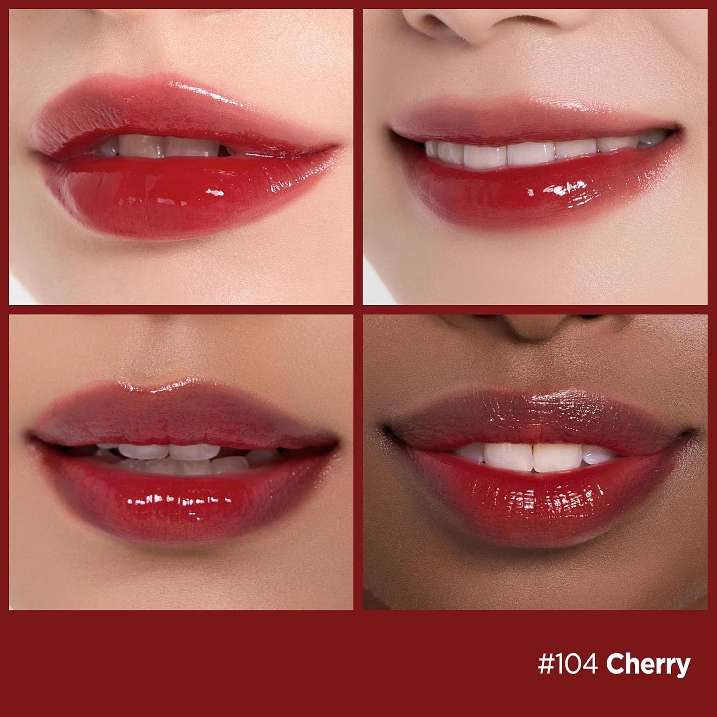 Laka Fruity Glam Lip Tint Mini, Glowing Lip Stain with Wide Color Spectrum, Hydrating & Lightweight Texture, Long-Lasting Bold Stain, Non-Sticky, Vegan, K-Beauty (#104 Cherry)
