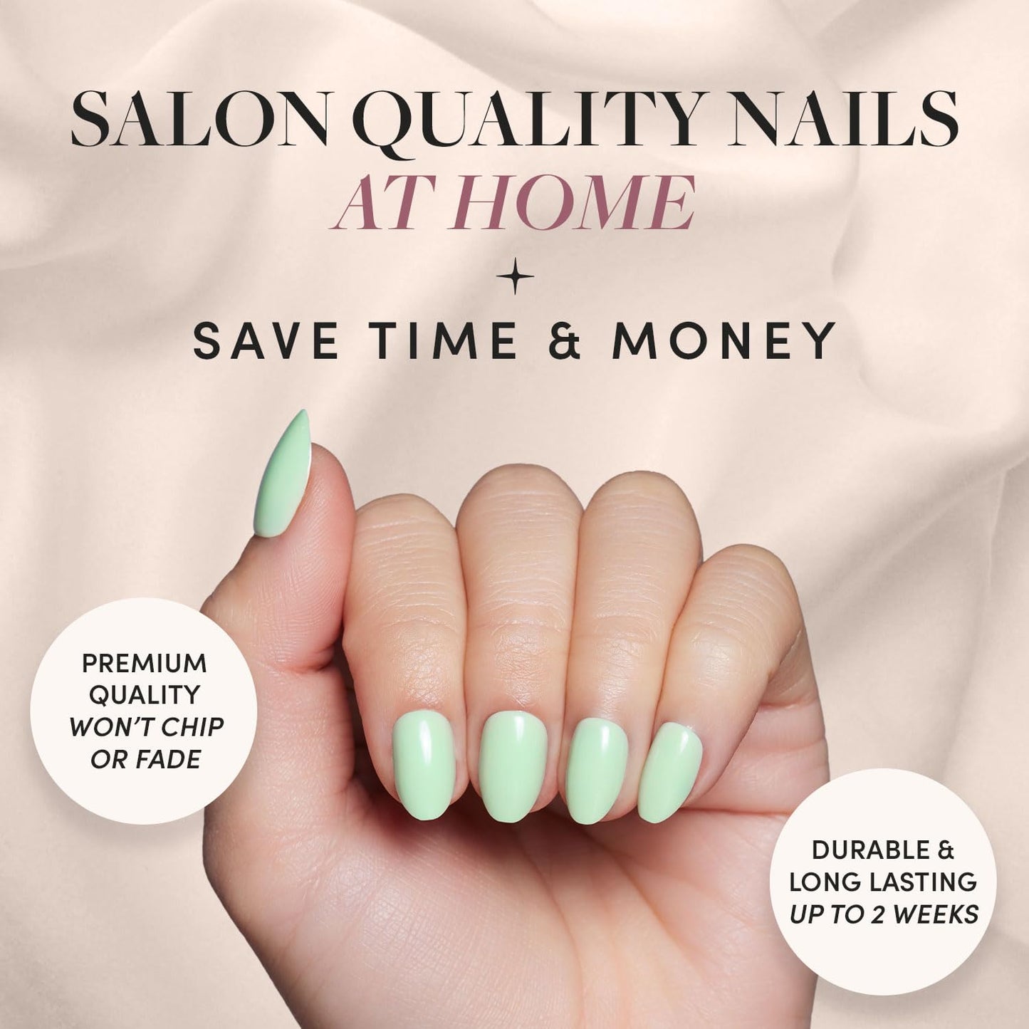 Glamnetic Press-On Nails Bundle - Mint Green & Midnight Blue | Pastel Green Short Oval Fake Nails | Dark Navy Blue Short Almond False Nails | Reusable, Salon-Quality Nail Kits