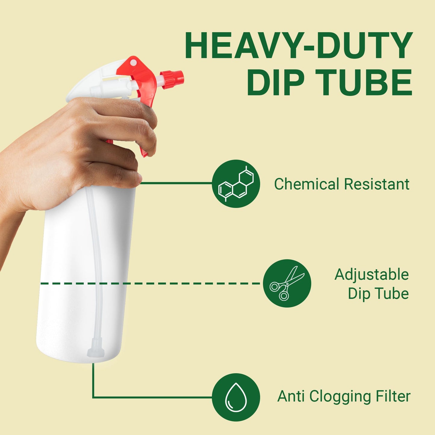 Heluva Green Spray Bottle Nozzle Replacement, Bottle Tops Only - Sprayer Nozzle Triggers for Heavy Duty, Commercial, Home Cleaning Solutions - Fits 8,16,24,32 oz Plastic & Glass Bottles, Red 24 pack