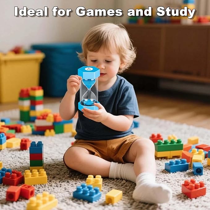 Hourglass Sand Timer 15 Minute, Unbreakabl Sand Clock 15 Min, Reloj De Arena 15 Minutos, Colorful Hour Glass Sandglass for Classroom Game Kitchen (Blue)