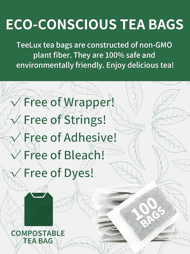 TeeLux Decaf Earl Grey Tea Bags, Decaffeinated Black Tea Blended with Natural Bergamot, Smooth & Full-Bodied, Enjoy Hot or Iced, 100 Count