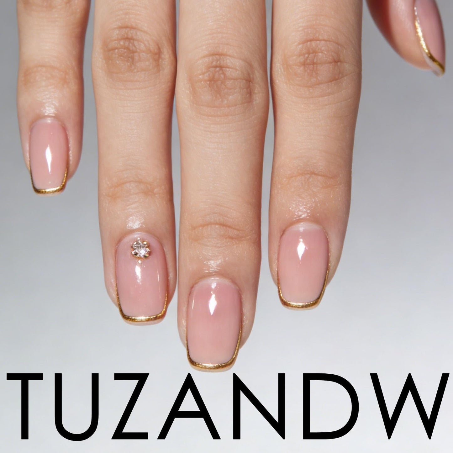 Square Press on Nails Short Fake Nails with Stripe Glitter Designs Black Nails Press ons Nude Glue on Nails Glossy Acrylic Nails Artificial Stick on Nails for Women 24Pcs