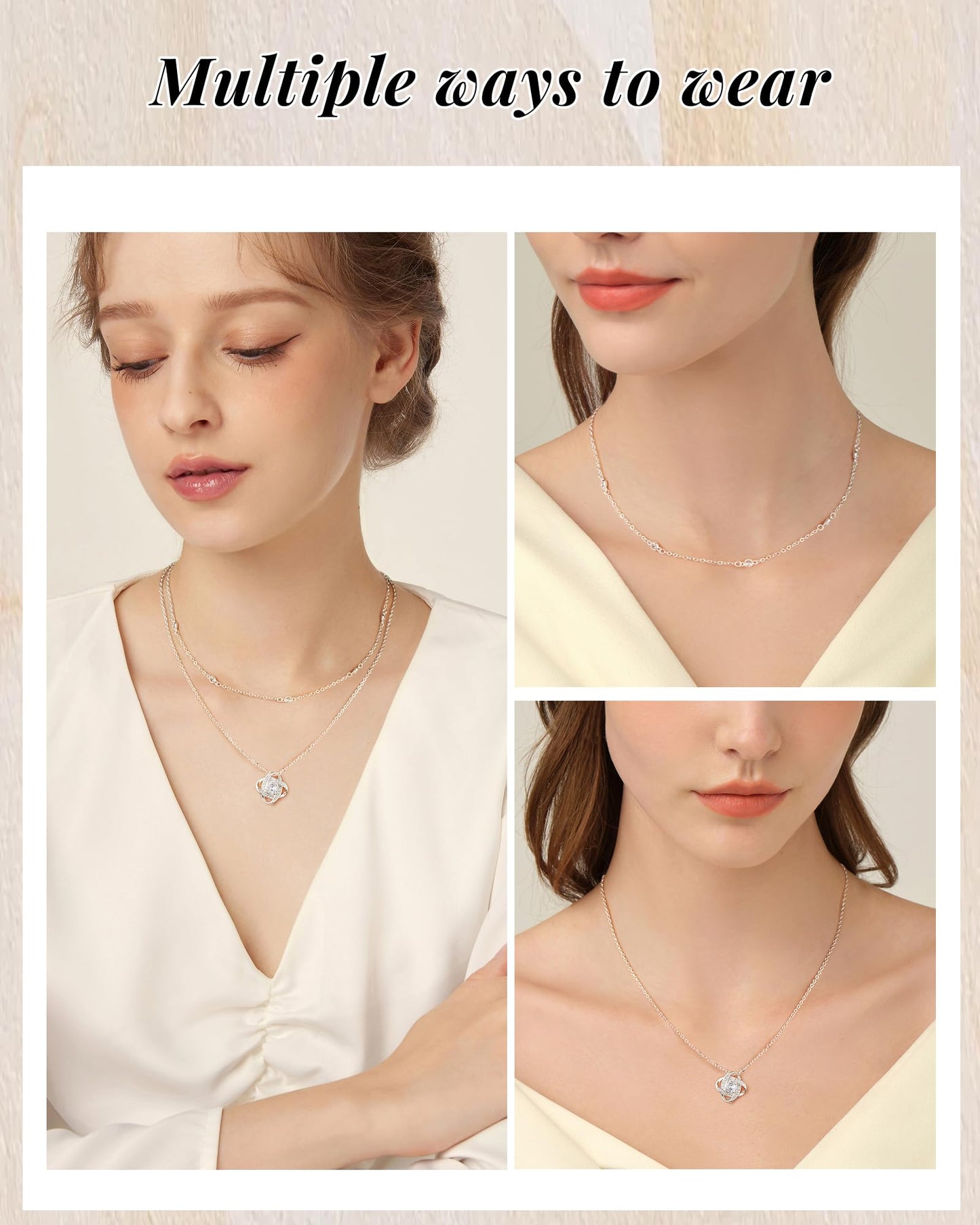 ACECHA Diamond Necklaces for Women-Dainty 18K Gold Silver Plated Choker CZ Layered Pendant with Pearl Diamond Zircon Cross Trendy Minimalist Necklace Jewelry Gifts For Women (silver-double clover)