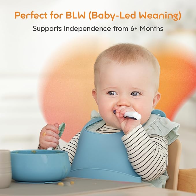 NumNum Baby Spoons Set, Baby Essentials Pre-Spoon GOOtensils for 6+ Months, First Stage Self-Feeding Spoons for Baby Led Weaning (BLW), Silicone Toddler Utensils, BPA-Free, 4 Pack Classic Colors
