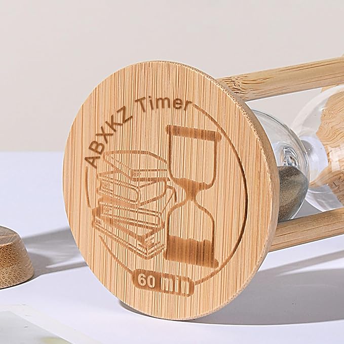 Wood Sand Timer,60 Minute Hourglass,Brown Sandglass 60 Min,Mini Sand Watch,Reloj de Arena 60 Minuto for Toothbrush Timer,Cooking,Baking,Game, Gift