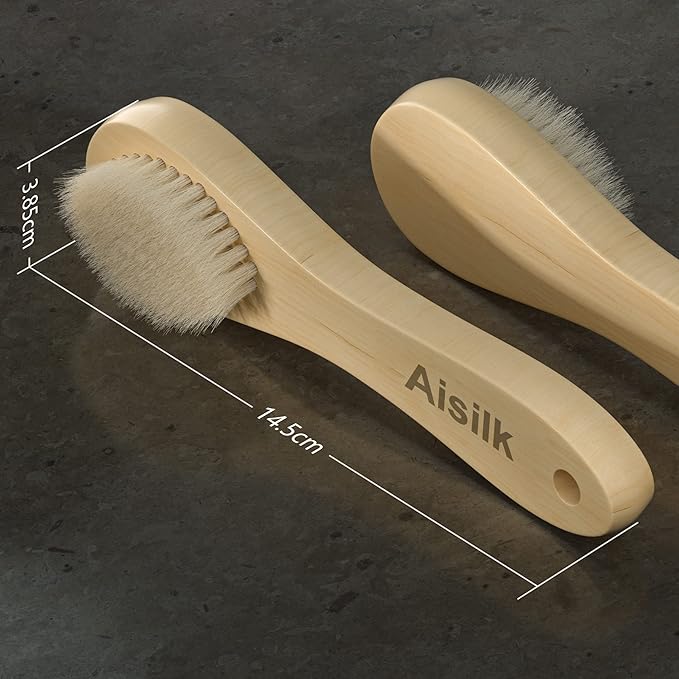 Wooden Facial Cleansing Brush Natural Bristles Wood Handle Wash Clean Exfoliate Scrub Cleaning Brushing Exfoliating Exfoliation Skin Care Face Cleanser Brushes 2 Pack Set