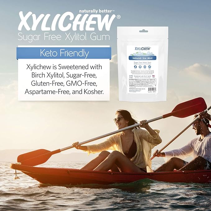 Xylichew 100% Xylitol Chewing Gum - Non GMO, Non Aspartame, Gluten Free, and Sugar Free Gum - Natural Oral Care, Relieves Bad Breath and Dry Mouth - Ice Mint, 500 Count