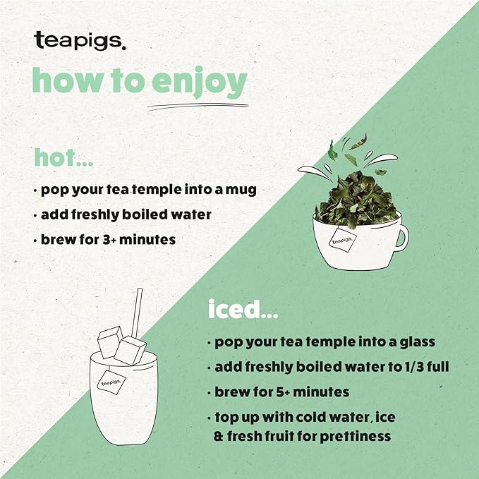 Teapigs Peppermint Leaves Tea Bags Made with Whole Leaves, Caffeine-Free, Natural Ingredients (1 Pack of 50 Teabags)