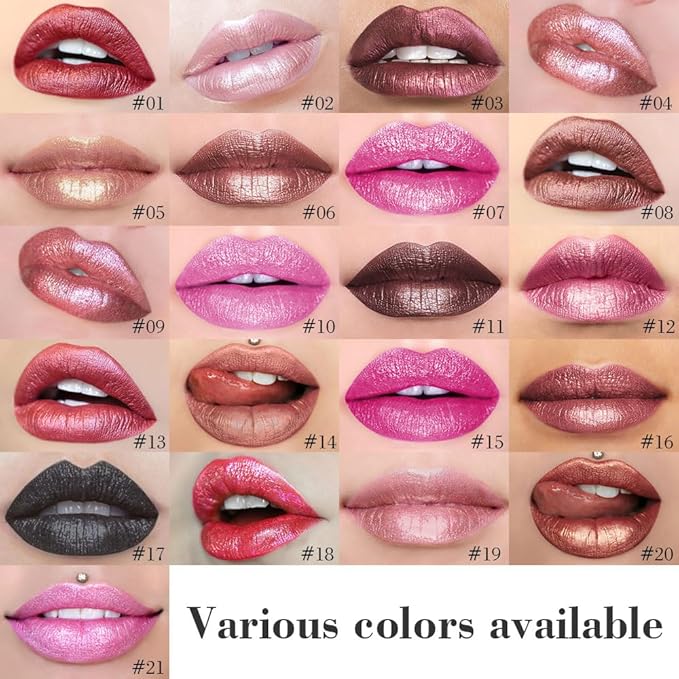 Kaely 2-in-1 Mauve Red Metallic Lipstick and Lip Liner, Shimmer Liquid Metallic Lipsticks for Women, Glitter Lip Gloss Stain Long Lasting Waterproof Smudge Proof 24 Hour, Vegan Makeup, 13