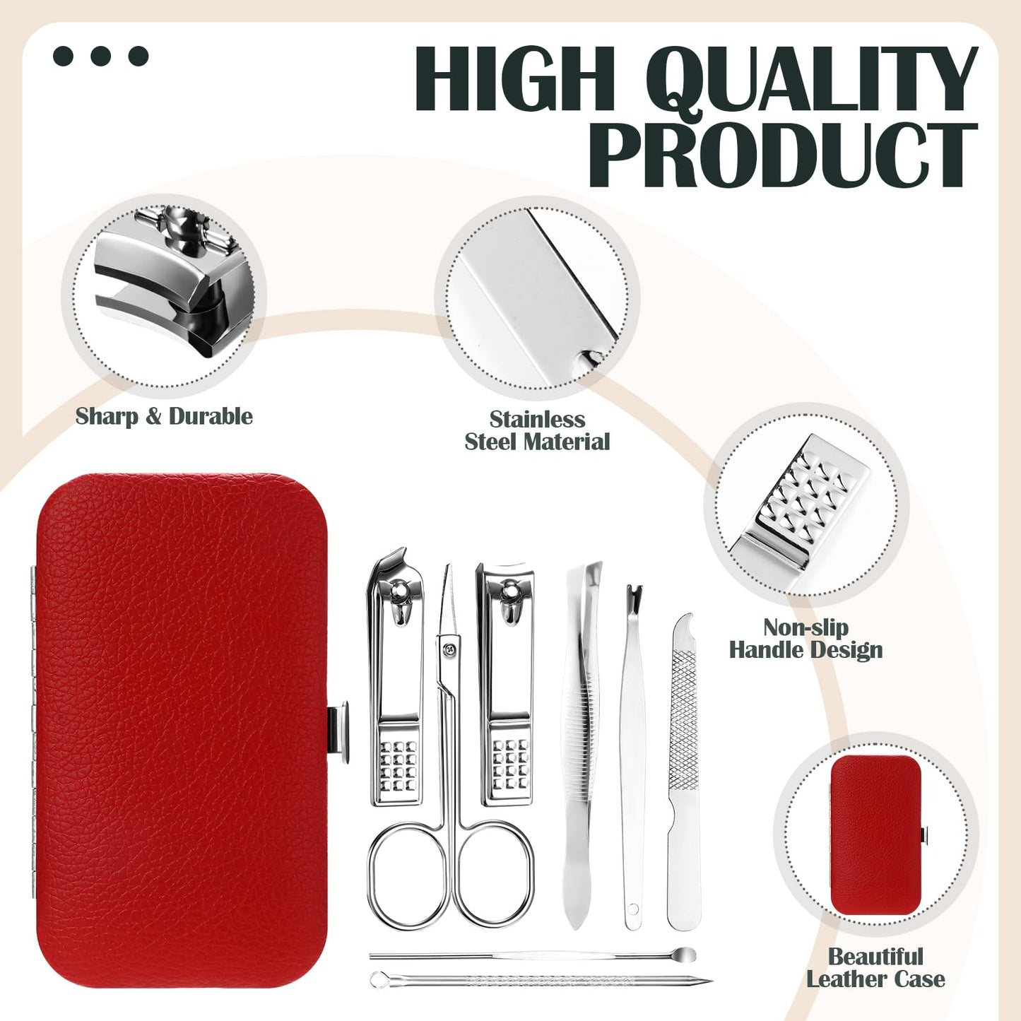 Leriton 30 Sets Bulk Gifts for Women Manicure Set Bulk Professional Nail Care Kit Nail Clippers Kit 8 in 1 Stainless Steel Pedicure Set with Travel Case for Women Men(Litchi Rind Print)