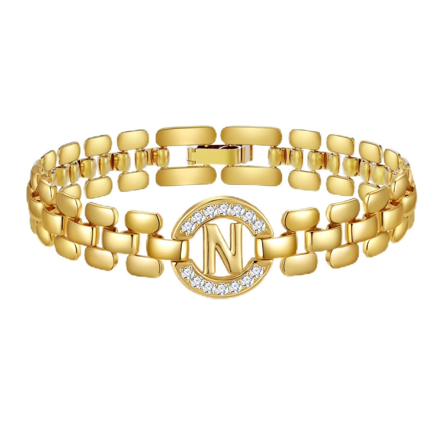 WEDDINEN Initial Bracelet - 14K Gold Plated Letter Bangle for Women, Christmas Jewelry Gift