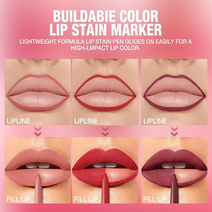 Jolilab Matte Lip Liner Set, Lip Makeup Set Natural Smooth Long-Lasting And Hydrating Beauty Daily Cosmetics Gift for Girls Easy-to-Use